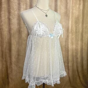 Victoria's Secret Sexy Little Thing Baby Doll Lingerie Dress Tie Bust Sheer